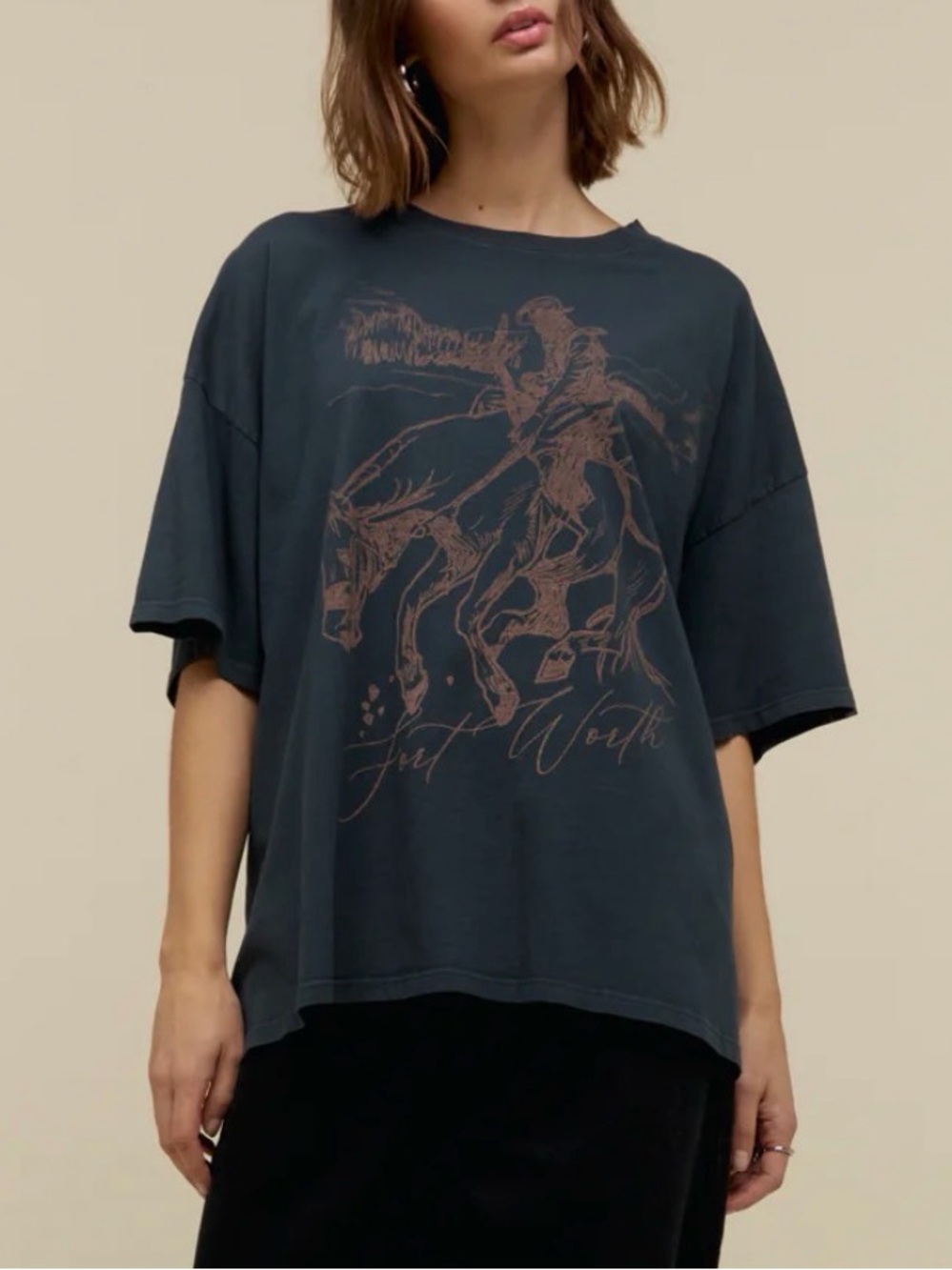 DAYDREAMER LA Oversized Dark Slate Graphic Tee - Fort Worth, OS